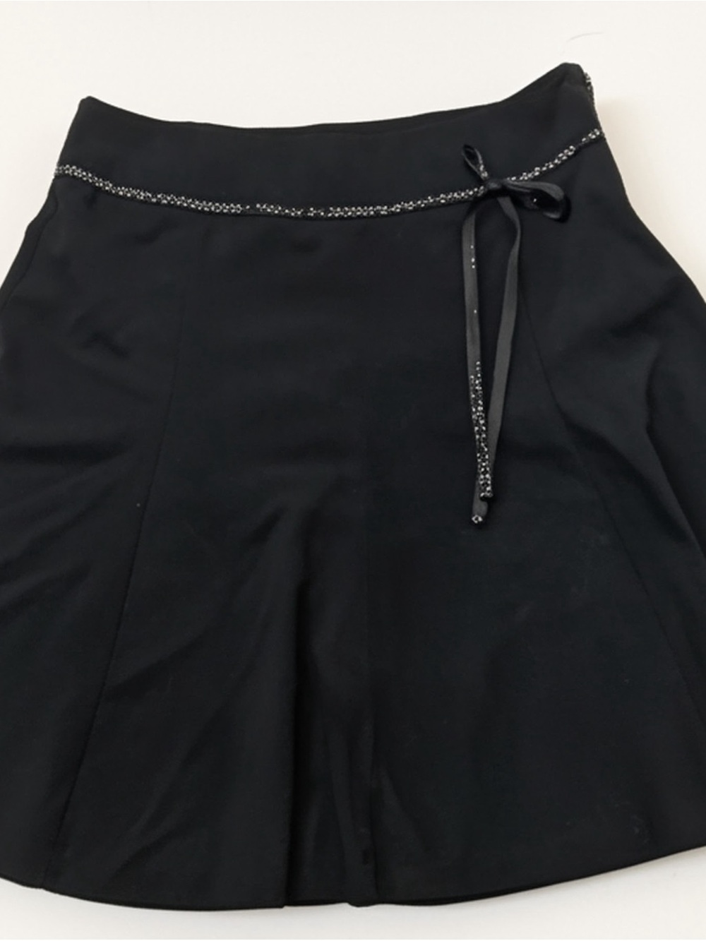 Black A-Line Skirt with Decorative Waist Tie